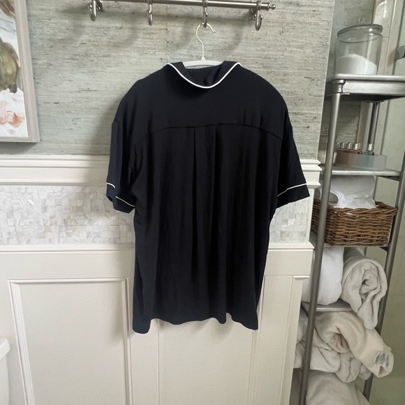 NWT new small Anthropologie briar short sleeve pipes pj pajama top black white - Picture 9 of 17